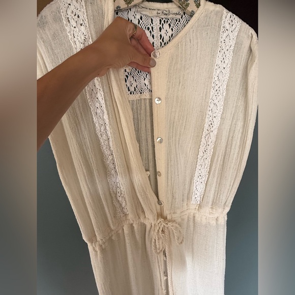 RARE Jens Pirate Booty + Free People lace inroads maxi button down dress sz M/L - Picture 9 of 15